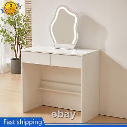 NEW Vanity Dressing Table Makeup Desk with LED Light Mirror Drawers For Bedroom