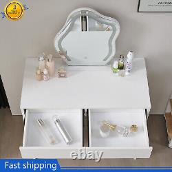 NEW Vanity Dressing Table Makeup Desk with LED Light Mirror Drawers For Bedroom