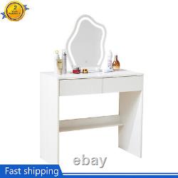 NEW Vanity Dressing Table Makeup Desk with LED Light Mirror Drawers For Bedroom