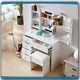 New Vanity Table Makeup Dressing Table Set With Lighted Mirror 6 Shelves Drawers
