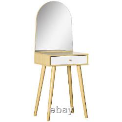Natural & White Dressing Table with Mirror and Drawer Vanity Table Desk Bedroom