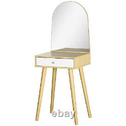 Natural & White Dressing Table with Mirror and Drawer Vanity Table Desk Bedroom