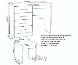Nevada 4 Drawer Dressing Table Set Grey Including Stool and Mirror