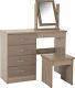 Nevada 4 Drawer Dressing Table Set Oyster Light Oak Gloss Inc Stool And Mirror