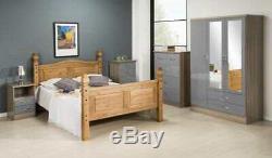 Nevada Grey Gloss & Light Oak Wardrobe Chest Bedside Dresser Bedroom Furniture