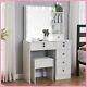 New Dressing Makeup Desk With Hoolywood Led Lights Mirror Table Top Vanity Set