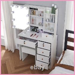 New Dressing Makeup Desk with Hoolywood LED Lights Mirror Table Top Vanity Set