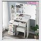 New Dressing Table With Led Lights Sliding Mirror And 4-drawers Vanity Makeup Desk