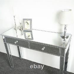New Full Mirrored Dressing Table 2 Drawer Clear Mirror Bedroom Furniture