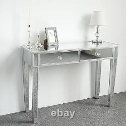 New Full Mirrored Dressing Table 2 Drawer Clear Mirror Multi-function Desk