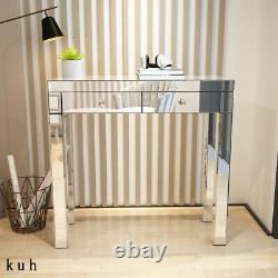 New Make-up Desk Mirrored Glass 2 Drawers Dressing Table Console Bedroom
