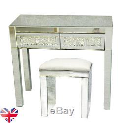 New Mirrored 2 Drawers Dressing Table Bedroom Console Vanity Make-up Desk