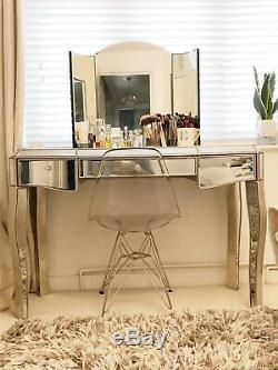 Next Juliette Pewter Gold Mirrored Dressing Table & Mirror RRP £450.00