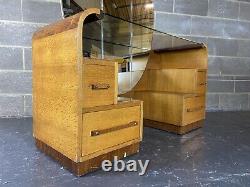Nice Vintage Art Deco Dressing Table with Mirror and Stool Glass Desk Antique