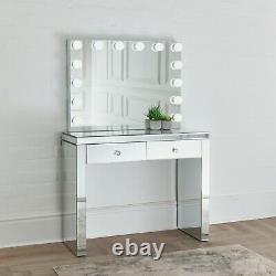 Niches Vanity SET LITE Mirrored 2 Drawer Dressing Table + LED Hollywood Mirror
