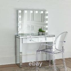 Niches Vanity SET LITE Mirrored 2 Drawer Dressing Table + LED Hollywood Mirror
