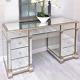 Nicky Cornell Mirrored Column Brushed Gold 9 Drawer Dressing Table Desk Rrp £795