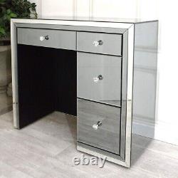 Nicky Cornell Smoked Mirrored Glass 4 Drawer Dressing Table Desk