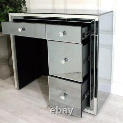 Nicky Cornell Smoked Mirrored Glass 4 Drawer Dressing Table Desk