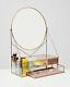 Oliver Bonas Women Gold & Glass Pink Round Dressing Table Mirror