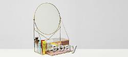 Oliver Bonas Women Gold & Glass Pink Round Dressing Table Mirror