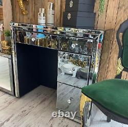 Omnia Smoked Mirror Glass 4 Drawer Dressing Table