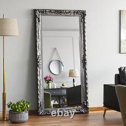 Ornate Silver Shabby Chic Style Glass Mirror Long & Full Length Dressing Mirror