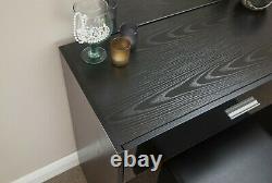 Ottawa Dressing Table Set Dresser Mirror Padded Stool Black Colour Vanity Unit