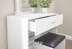 Ottawa Dressing Table Set Unit Makeup Dresser Desk Drawer & Stool Seat White