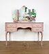 Pink Kidney Shaped Serpentine Dressing Table With Mirrors And Protection Glass
