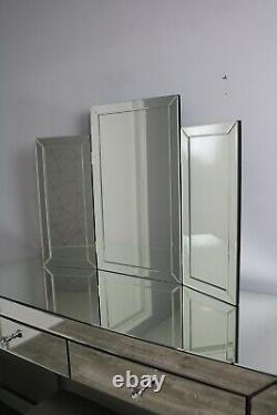 Plain Mirrored Glass Dressing Table Set