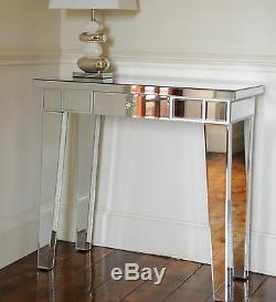 Portofino Mirrored Console Dressing Table Contemporary Style Silver One Drawer