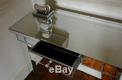 Portofino Mirrored Console Dressing Table Contemporary Style Silver One Drawer