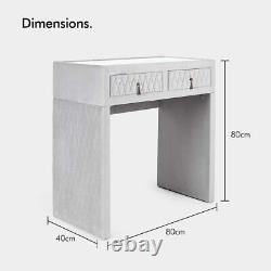 Premium Grey Quilted Velvet Dressing Table 2 Storage Drawers Vanity Dresser Desk