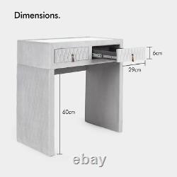 Premium Grey Quilted Velvet Dressing Table 2 Storage Drawers Vanity Dresser Desk