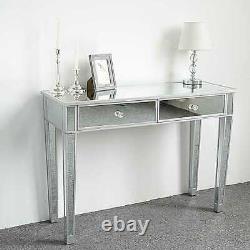 Premium Mirrored Glass Dressing Table Bedroom Bedside Makeup Desk with 2 Drawers