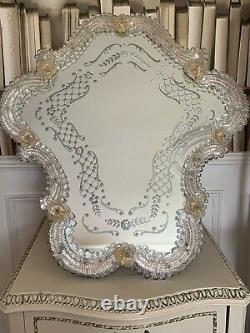 Pretty Vintage Italian French Venetian Murano Antique Dressing Table Wall Mirror