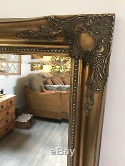 Rare Extra-Large Ornate Rococo Gold Gilt Dressing Mirror w. Bevelled Glass