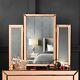 Rose Gold Desktop Tri-fold Mirror Vanity Bevelled Design Makeup Dressing Table