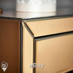 Rose Gold Mirrored Dressing Table Crystal Handle Bedroom Desk Vanity Furniture