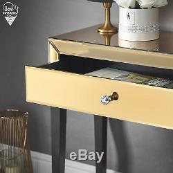 Rose Gold Mirrored Dressing Table Drawer Crystal Knob Bedroom Jewellery Storage