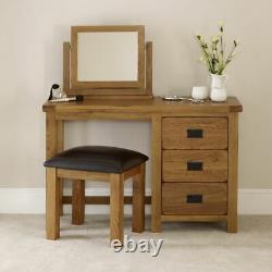 Rustic Oak Pedestal Dressing Table Mirror and Stool Set RS28-RS29-RS34