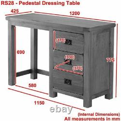Rustic Oak Pedestal Dressing Table Mirror and Stool Set RS28-RS29-RS34