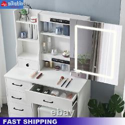 SET Makeup vanity dressing table LED Lighted Mirror & 6 x Beauty Drawers Bedroom