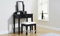 Shaker Style Dressing Table with Mirror and Stool in White or Black