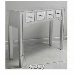 Silver Dressing Console Table Drawers Mirrored Glass Venetian Bedroom Hallway