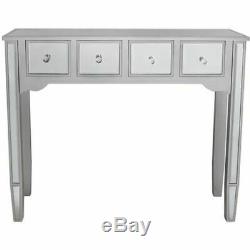 Silver Dressing Console Table Drawers Mirrored Glass Venetian Bedroom Hallway