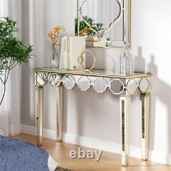 Silver Mirrored Console Table Hall Entry Accent Display Vanity Dressing Desk