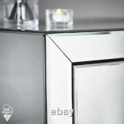 Silver Mirrored Dressing Table 1 Drawer Dresser Desk Vanity Mirrored Finish