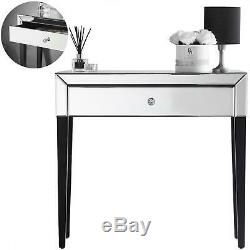 Silver Mirrored Dressing Table Drawer Crystal Handle Bedroom Jewellery Storage